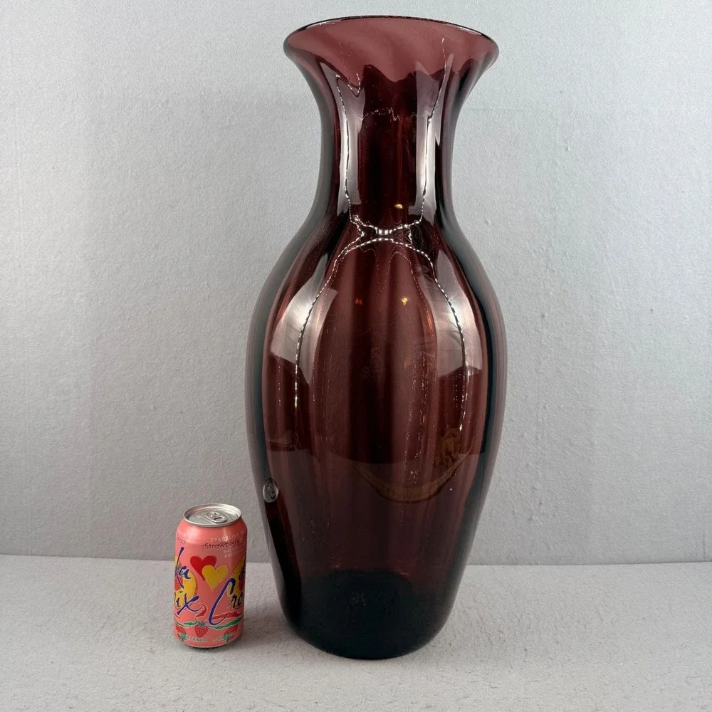 Vintage Blenko 9313 Amethyst Optic Architectural Floor Vase MCM 22